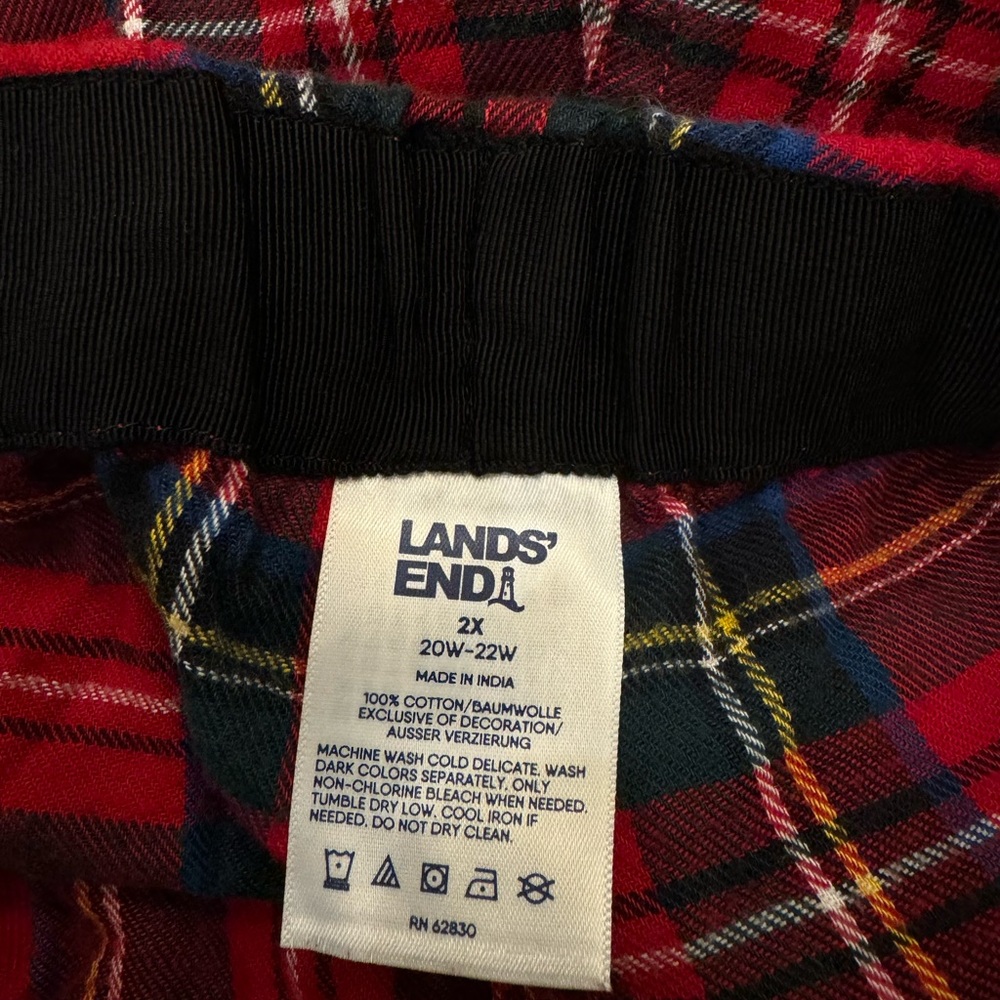 Lands' End Red Plaid Women's Pajama Set Plus size XXL - Picture 3 of 7